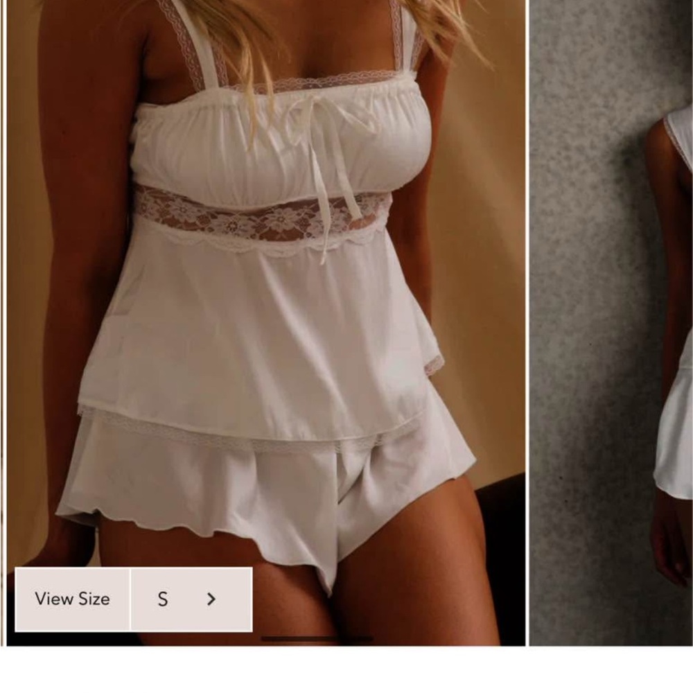 White Lace Trim Sleepwear Set